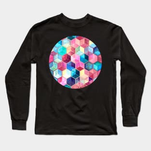 Topaz & Ruby Crystal Honeycomb Cubes Long Sleeve T-Shirt